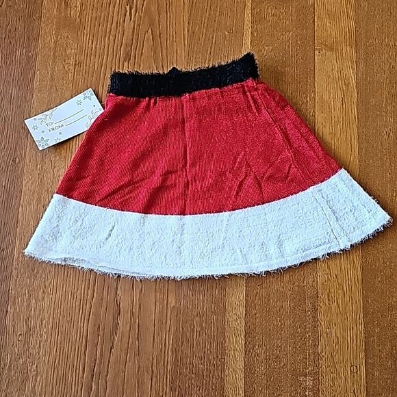 NEW Planet Gold Junior S Santa Knit Mini Skirt Red Elastic Waist Sequin Bow - Picture 3 of 4